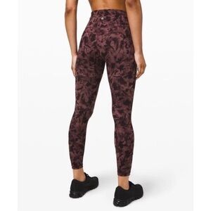 Lululemon In Movement 25" Sz 8 Mini Dusk Floral Antique Bark Black Leggings